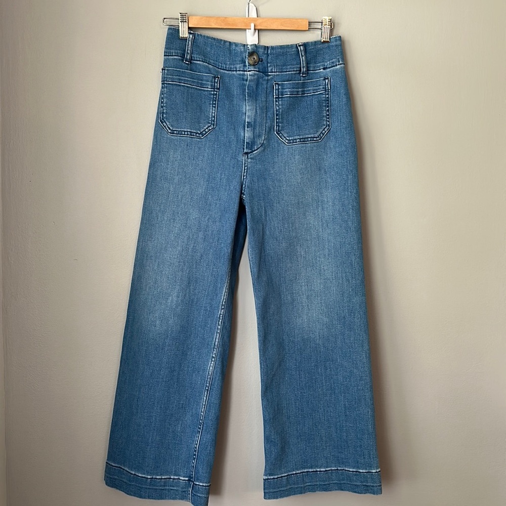 Pilcro and the Letterpress Blue Wide Leg Jeans